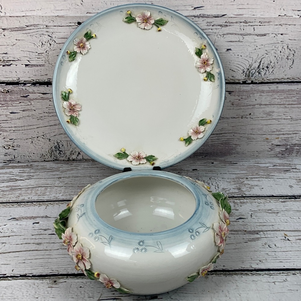 Framealuna‎ Floral Tureen Bowl and Plate Set Decorative Ceramic Display